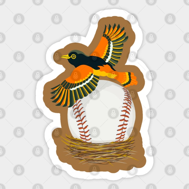 Play Ball! Oriole Baseball Egg in Nest Sticker by BullShirtCo
